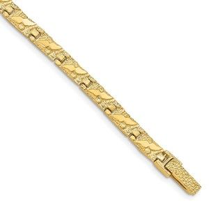 14k Yellow Gold Authentic Fine Jewelry Textured 5.5mm 7 inch Nugget Bracelet